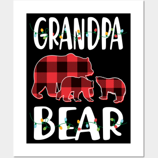 Grandpa Bear Red Plaid Christmas Pajama Matching Family Gift Posters and Art